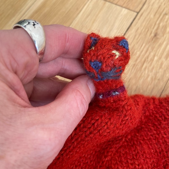 Handmade Alpaca Wool Peruvian Kitty Hat (Orange) - Picture 3 of 6